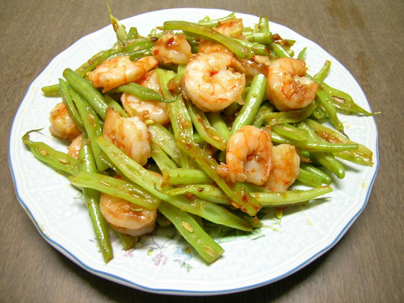 Đậu que xào tôm, tép chấy